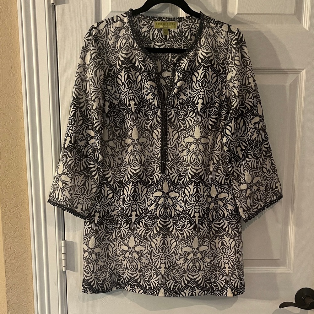 Sigrid Olsen Gradient Floral Tunic Sz S